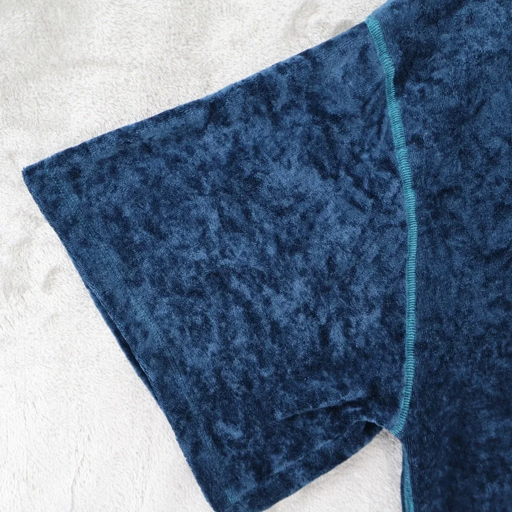 We The Free Luxe Crushed Velvet Tunic Top Women S Blue V-Neck Boho High-Low Swim